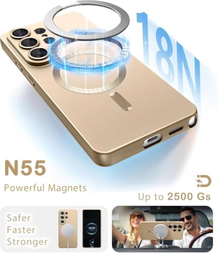 Image of DIZORO Samsung S26 Ultra Case, Compatible with Mag Safe Back Cover, Matte Luxury Metallic Luster Flexible TPU Wireless Charging Shockproof Case with Camera Protector (Metallic Desert)