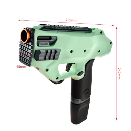WORKER Nightingale 2.0 Blaster, Strong Magnetic Semi-Auto Flywheel Half Dart Blaster Pistol Toy Free DIY (Batteries not Included) Green - Thumbnail 2