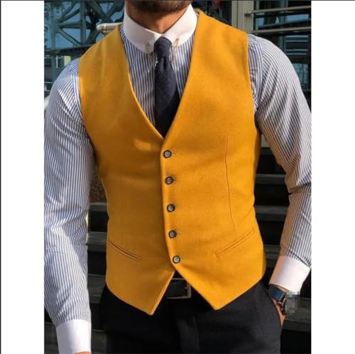 Men Vest Classic Cotton Blended Slim Fit Formal Suit Waistcoat Busoness Vest2