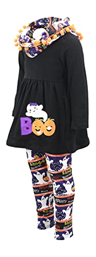 Image of Unique Baby Girls Kids Toddler 3pc Outfit Set Long Sleeve Cotton Blend Tunic Top Leggings and Scarf