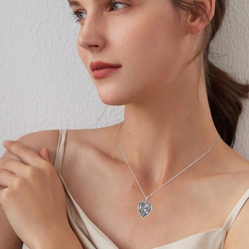 925 Sterling Silver Guitar Necklace Guitarist Urn Cremation Necklace For Ashes Music Keepsake Jewelry for Women Men Music Lover With Gifts Box3