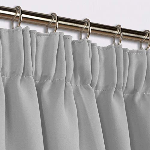 Aspire Homeware Blackout Curtains for Living Room - Pencil Pleat Light Grey Curtains Bedroom Thermal Insulated Super Soft Tape Top Window Curtain & Drapes with Tie Backs 66 x 54 Inch, 2 Panel - Image 2