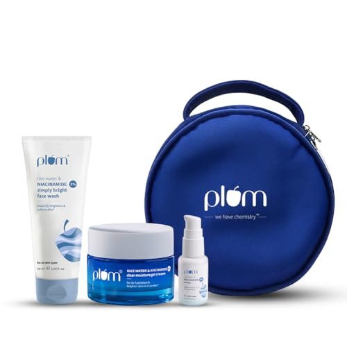 Image of Plum Bright Start Gift Set | Beginner-friendly routine | Facewash 50ml,Serum 15ml,Moisturiser 25g