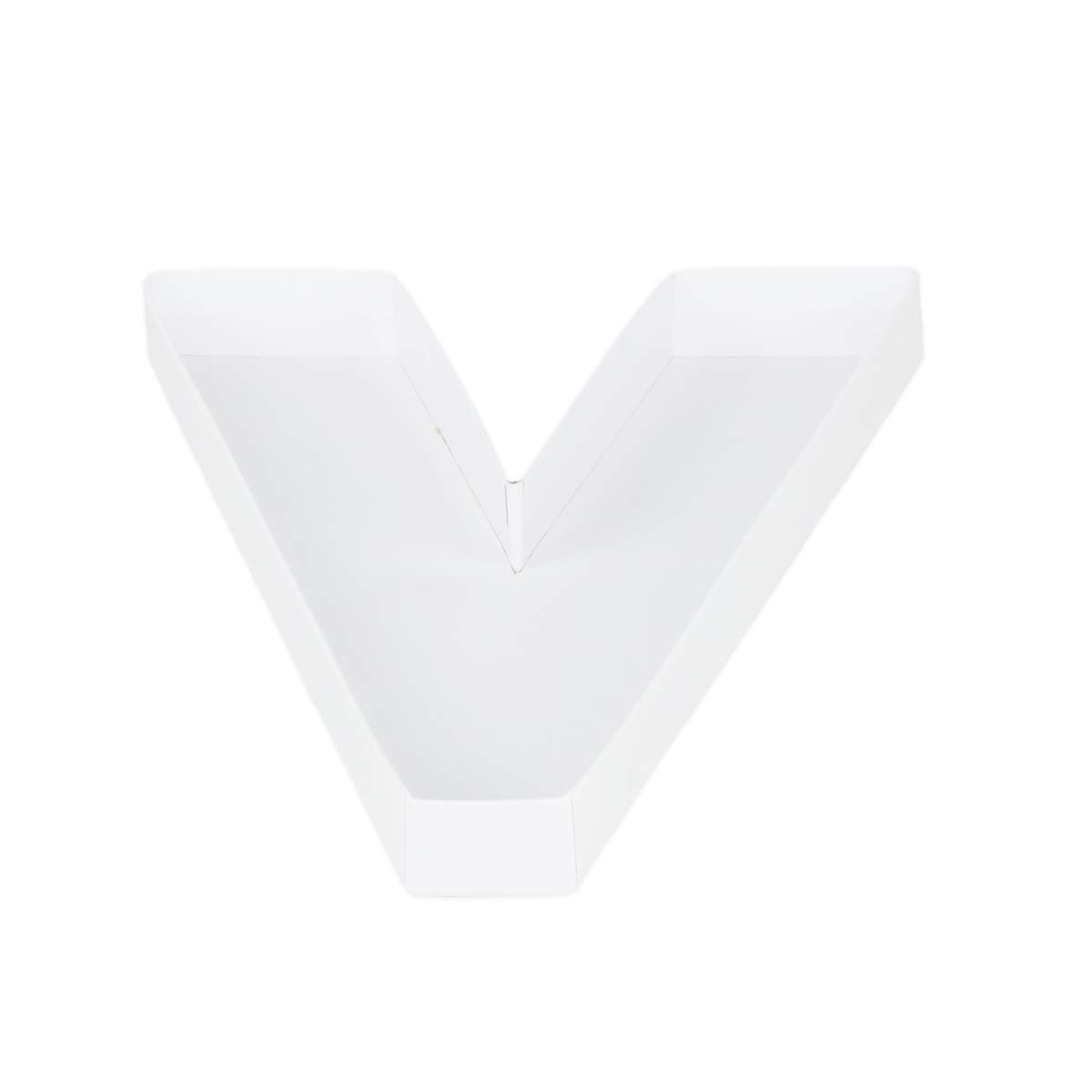 8" Small Fillable Cardboard Number Shaped Mache Kids (White, V)