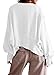 Zwurew Women Slouchy Sweatshirts Crewneck Long Sleeve Tops Side Slit Crop Blouse Shirt White XXL