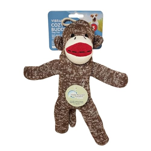 Vibrant Life Playful Buddy Sock Monkey Squeaky Dog Toy for Small to Medium Size Dogs Colors May Vary Washable