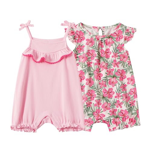Image of FYY STAY 2-Pack Baby Girl Clothes Newborn Girl Outfits Baby Girl Gifts Toddler Summer Clothes Bodysuits Set