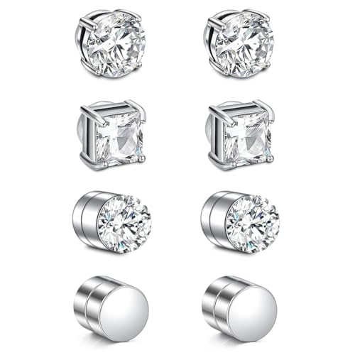 ZKGYUS 4 Pares Pendientes Iman Hombre Pendientes Magnéticos