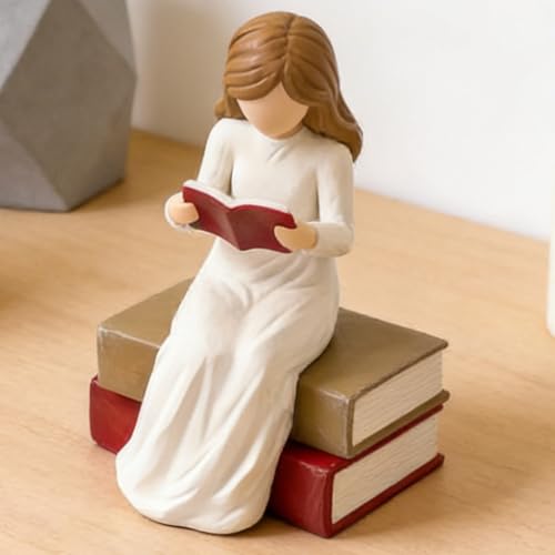 Figurine ange lecture sur une étagère de salon ou une table de chevet - 4