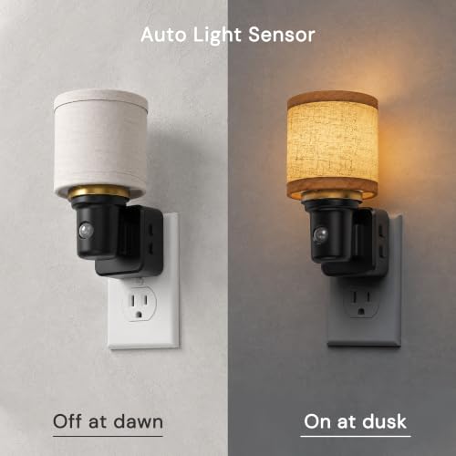 Image of L LOHAS LED Night Lights Plug into Wall,Linen Fabric Cylinder Night Light