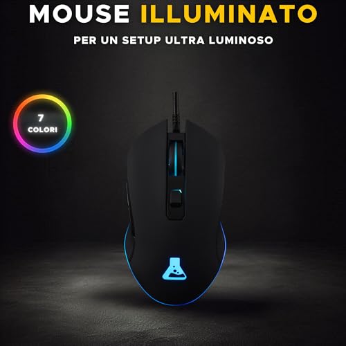 Kult Helium USB Wired Gaming Mouse - Sensore ottico da 800 a 3200 DPI, retroilluminazione LED a 7 colori - Mouse gaming - Immagine 3