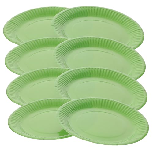 BIUDECO 20個 使い捨て紙皿 草グリーン パーティー用トレイ 大皿サラダケーキデザート用食品対応簡単片付け可能