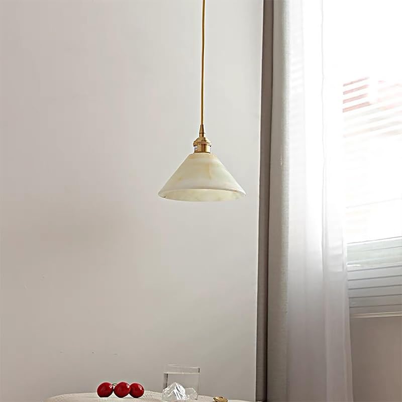 Suspension marbre 7 pouces luminaire E14 réglable en laiton tricolore - 2