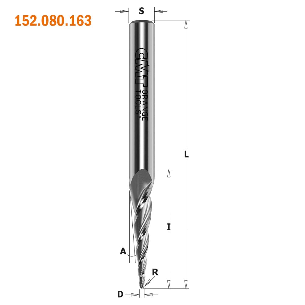 CMT ORANGE TOOLS 152.120.605 - FRESA HELICOIDAL POSITIV. RADIO CONVEXO 2D/3D D=6 S=12