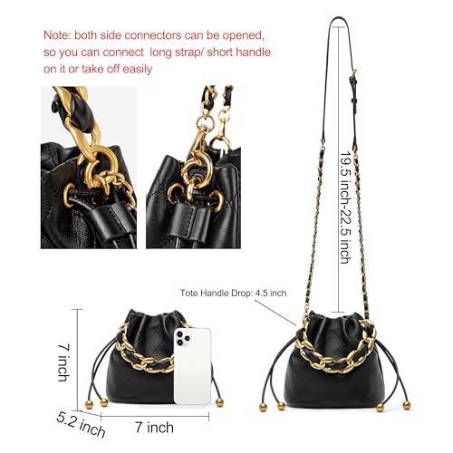 DORIS&JACKY Lambskin Drawstring Bucket Bag