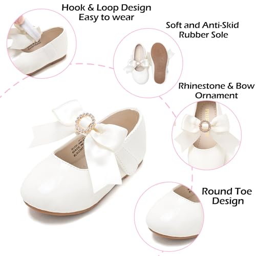 Image of PHIRAMIN Toddler Flower Girl Dress Shoes - Little Girl Mary Janes Flats Wedding