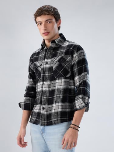 Image of VASTRADO Premium Emerald Black Checks Twin Pocket Flannel Shirt