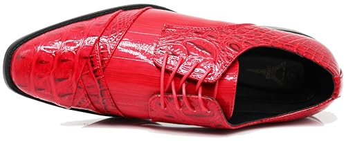 Image of STW Men's Alligator Crocodile Print Oxfords Fashion Lace Up Dress Shoes