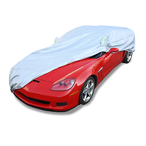 Image of PIUGILH Car Cover Waterproof All Weather Rain Snow UV Sun Hail Protector Full Exterior Covers Compatible with Corvette C6 Z06 ZR1 2005-2013