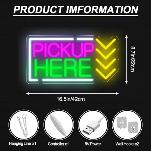 Image of Pick Up Here Neon Sign Coffee Restaurant Pick-up Area LED Light