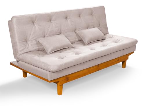 Sofá Cama Caribe Em Linho Base Madeira Essencial Estofados (Champ...
