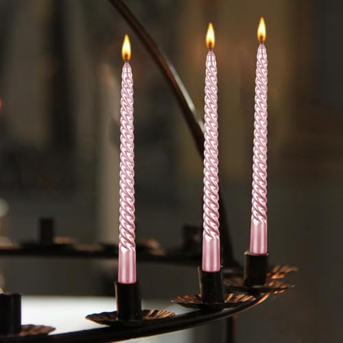 Kemladio 10 Inch Pink Taper Candle, Set Of 12,Tapered Candle Burn For 8 Hours thumb #2