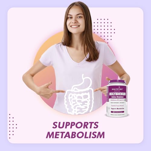 HealthyHey Nutrition Molybdenum - Trace Mineral Supplement for Liver Support and Detoxification of Environmental Toxins - 120 Capsules