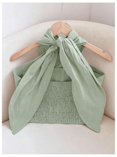 SweatyRocks Women's Wrap Halter Top Crisscross Backless Sleeveless Tank Going Out Crop Tops2