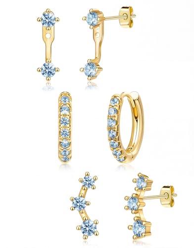 Gold Navy Blue Earrings for Women December Birthstone Jewerly Gifts Blue Jacket Huggie Hoop Earring Stack