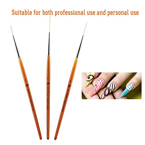 Nail Art Brushes Set for DIY Nail Designs - 3 Pieces - 15mm / 20mm / 25mm