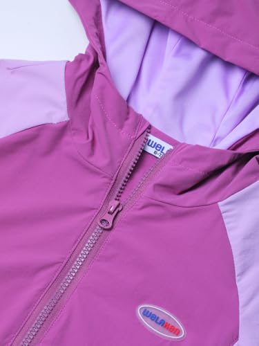 Image of WELAKEN Lightweight Jacket for Girls Kid Teen Waterproof Windbreaker Hooded Rain Coats with Pockets