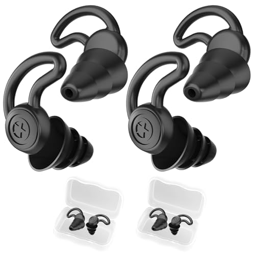 Poraceous 2 Piezas Tapones Oidos Ruido Dormir, 30dB Tapones Oidos Cancelacion, Aíslan Ronquidos & Ruidos, Reutilizables Tapone de Reducir Ruidos, para Viajes, Trabajo & Deporte Negro