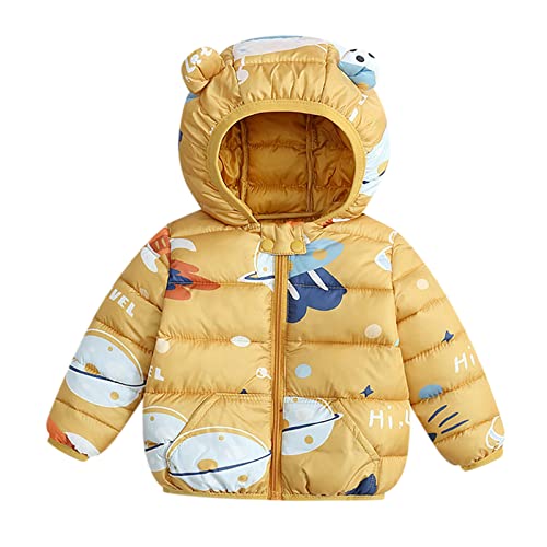 OBiQuzz Bambino Bambino Ragazzi Ragazze Inverno Piumini Carino Orso Cappotti con Cappuccio Cartone Animato Giacca Leggera Outwear Giacca Trapuntata Leggero, Caffè ZB, 18-24 Mesi
