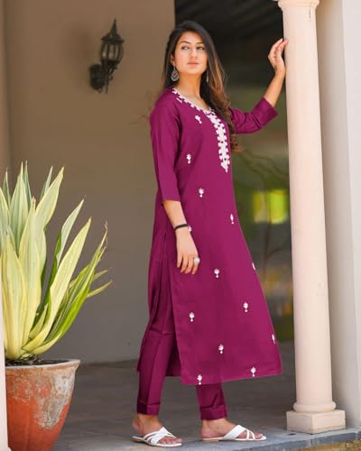 Image of FABNEX Kurta Set for Women | Women Embroidered Kurta Set | Women Kurta Sets Kurtis | Women Kurta Pant Set (K-57-59)
