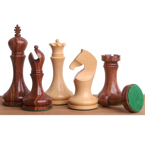 Pièces d'échecs Zadar 3,9 pouces en bois de rose lesté sans échiquier
