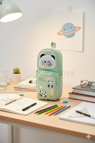 Image of Parshya Cute Pencil Pouch for Kids | 3 Large Compartments | Water-Resistant, Lightweight, Durable Fabric | School Stationery Organizer for Boys & Girls | Multi Storage Case