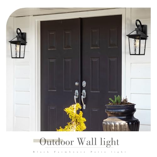Image of zeyu 18-Inch Outdoor Wall Lantern, Black Water Ripple Glass, ZX58MB-SW BK