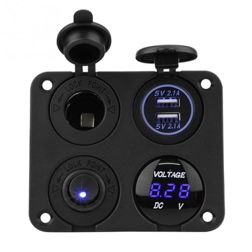 WQYRGWA ON/Off Toggle Switch Panel Dual USB Charger Socket Voltmeter for Car Boat Marine RV Truck Blue/Green Car Accessories(Blue)