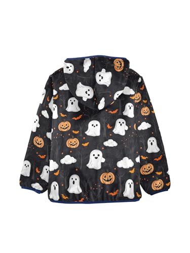 Cute Ghosts Pumpkins Girls Fleece Jacket Girls Fall Jacket Boys Coats Zip Up Hoodie Children Outerwear 2-10T2