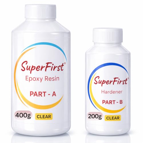 Image of Crystal Clear Epoxy Resin 600 GM (2:1 Ratio) | UV Resistant, Low Bubble Art & Craft Resin | 24-Hour Cure Resin Art, Table Tops, Coating & Casting | 400-Gm Epoxy Resin With 200-Gm Hardener (600 GMS)