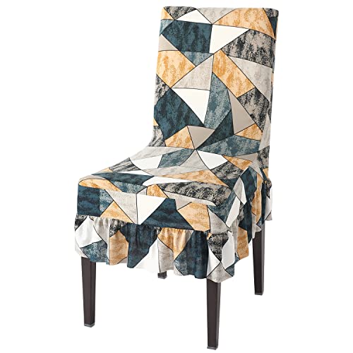 Image of HOKIPO Elastic Chair Cover Frill Set of 1 Stretchable Washable Dining Slipcovers (AR-4074-D4)