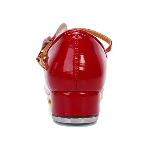HIPPOSEUS Girls Tap Dance Shoe for Beginner Mary/Jane Dancing Shoes for Tap Danceing with Bow 2083