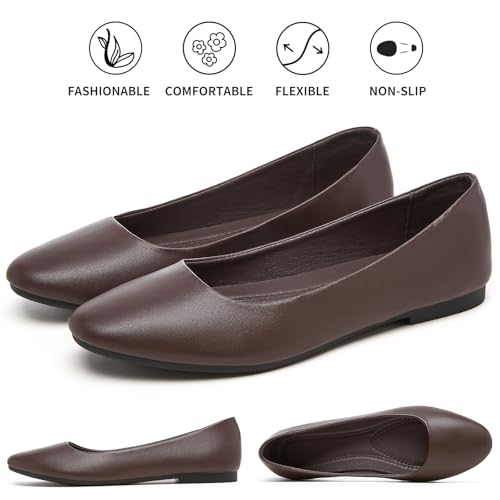 Image of Hash Bubbie Women's Flats Shoes Ballet Flats Dress Shoes Comfortable PU Leather Slip on Shoes for Women