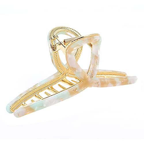 Big Hair Claw Clips Large Butterfly Hair Clips for Women 4.7" Large Acetate Metal Claw Clip for Girls Hair Accessories for Long Thick Hair (Mixed Green)