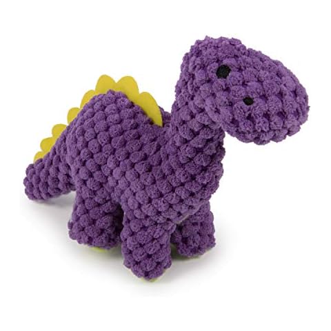 Moonmoon goDog Checkers Just For Me Dinos Bruto Squeaky Plush Dog Toy, Chew Guard Technology - Purple, Mini Cover