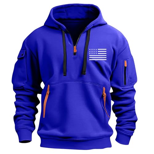 Oversized Hoodie Men Quarter Zip Long Sleeve Pullover Sweatshirts With Hood Fashion Drawstring Comfy Work Shirts
