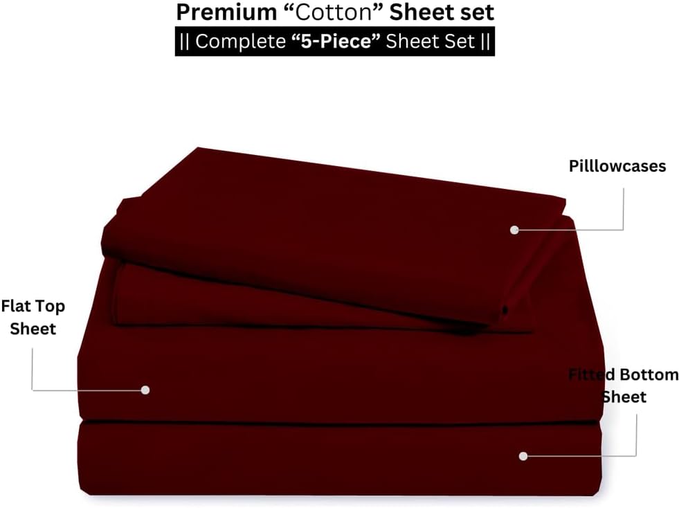 Miniatura 2 de Sábanas divididas tamaño King, 5 piezas, 100% algodón egipcio, para cama King dividida, ajustable de 16 pulgadas de profundidad, bolsillo dividido