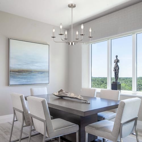 Owblbwo 6 Light Brushed Nickel Chandelier For Dining Room Light Fixture thumb #6