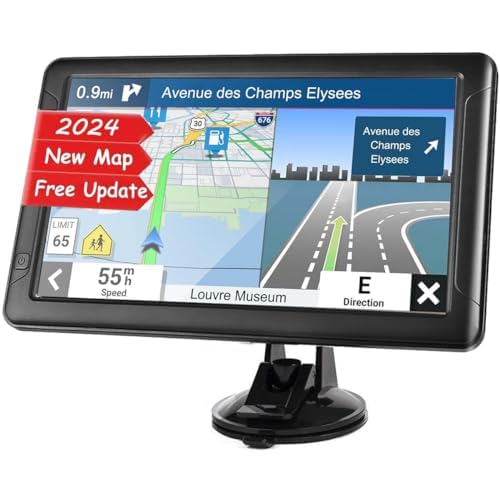 GPS Navigation for Car Truck – Navigation System 9 Inchs Touchscreen Navigator with 2024 US/CA/MX Maps, Free Lifetime Map Updates, Voice Broadcast, Speed Camera Warning, Vehicle