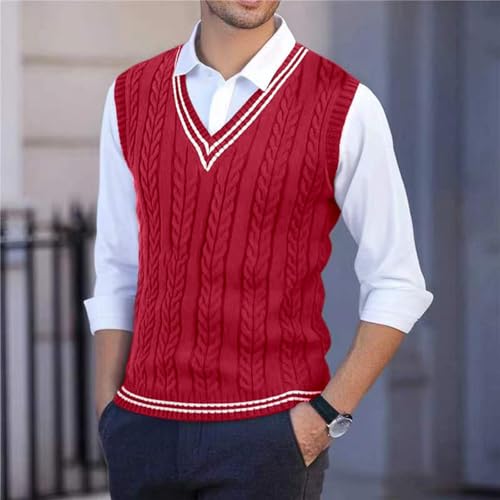 Mens Sweater Vest V Neck Knitted Pullover Slim Fit Business Casual Soft Breathable Daily Sleeveless Sweaters Vest3